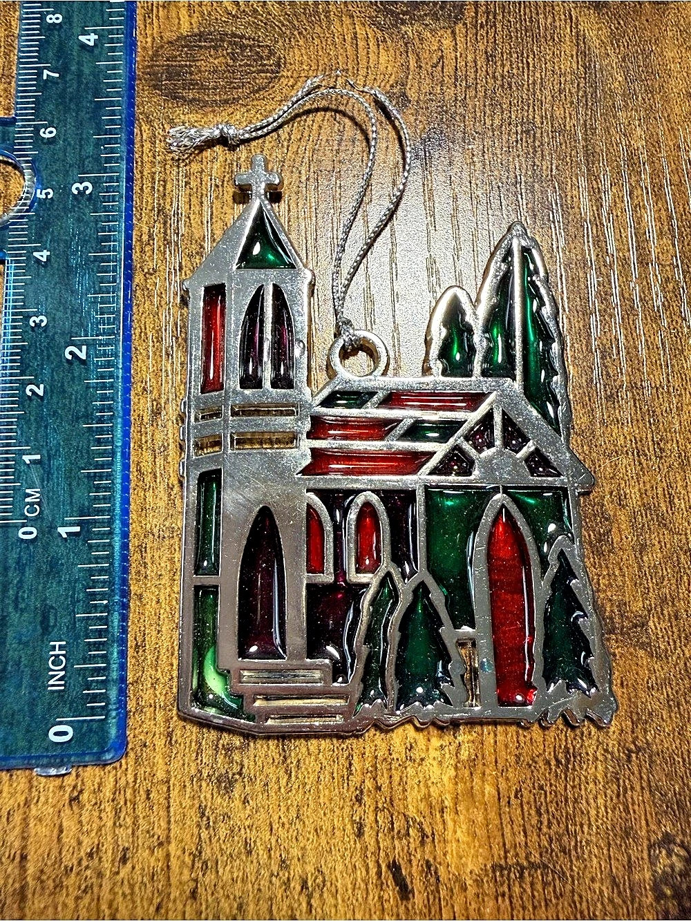 Vintage RUSS Stained Glass Church Ornament